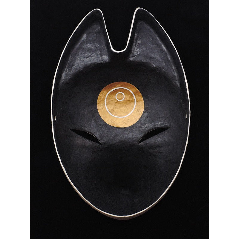 Hoju Sacred Jewel Fox Mask - Premium Habutae-bari Kitsune Mask by Komendo — handmade habutae-bari kitsune (fox) mask by Komendo | KAMENYA OMOTE