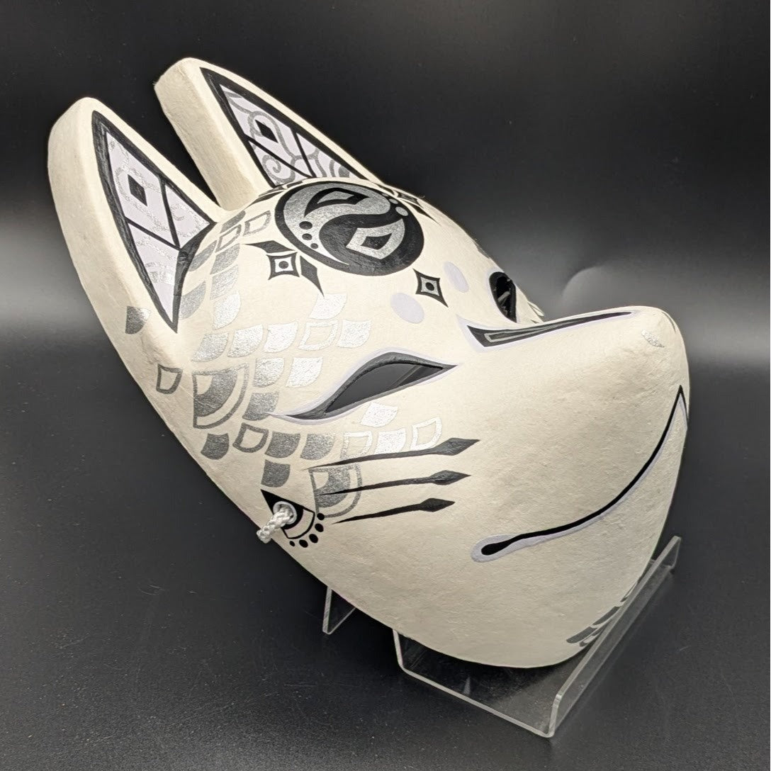 Ryujin Dragon God Fox Mask - Premium Habutae-bari Kitsune Mask by Komendo — handmade habutae-bari kitsune (fox) mask by Komendo | KAMENYA OMOTE