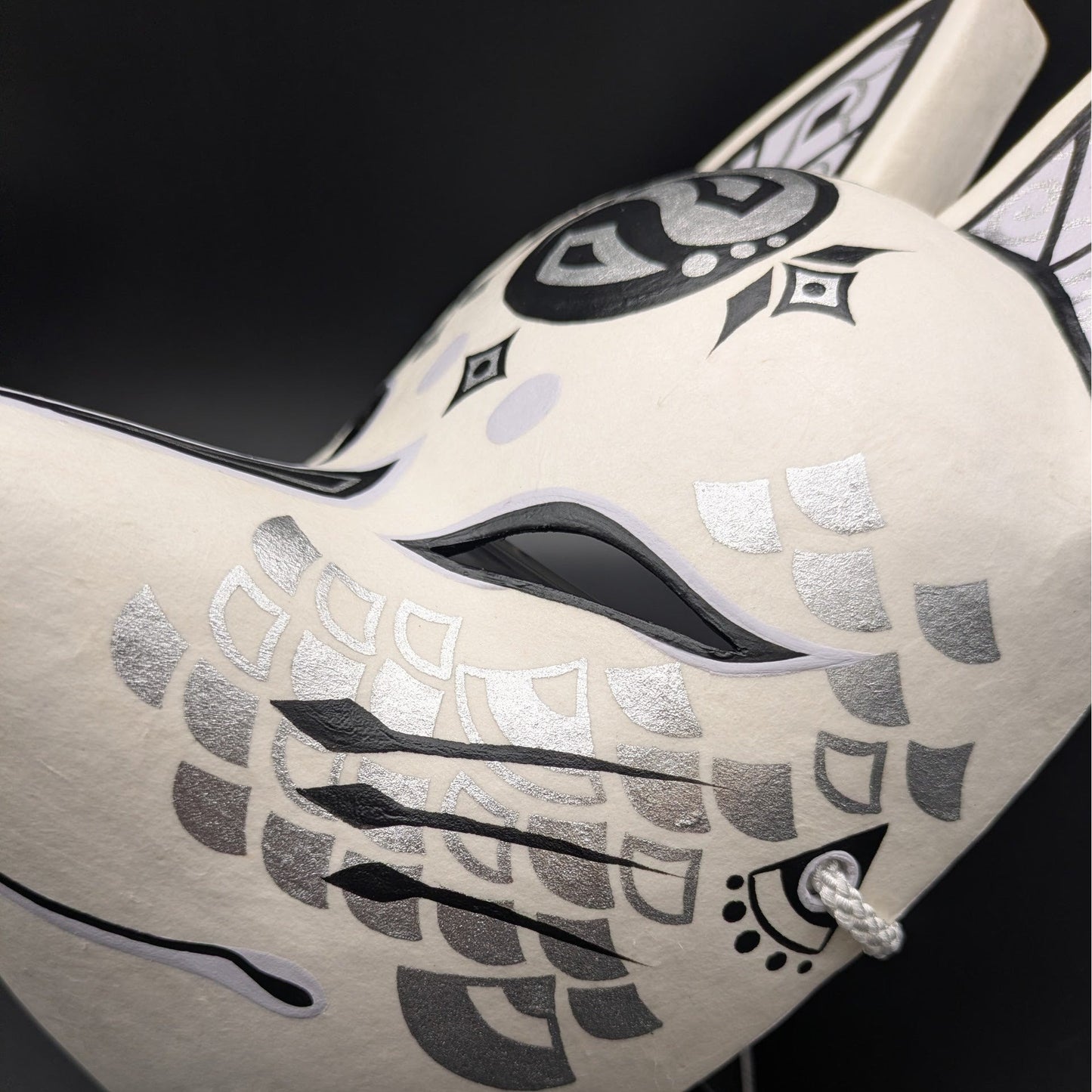 Ryujin Dragon God Fox Mask - Premium Habutae-bari Kitsune Mask by Komendo — handmade habutae-bari kitsune (fox) mask by Komendo | KAMENYA OMOTE