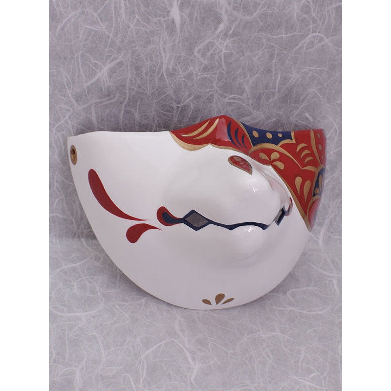 Higo Fox Chin Mask - Habutae-bari Kitsune Mask by Komendo — handmade habutae-bari kitsune (fox) mask by Komendo | KAMENYA OMOTE