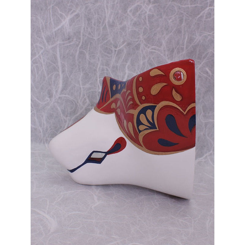 Higo Fox Chin Mask - Habutae-bari Kitsune Mask by Komendo — handmade habutae-bari kitsune (fox) mask by Komendo | KAMENYA OMOTE