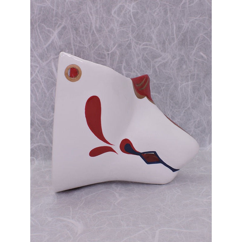 Higo Fox Chin Mask - Habutae-bari Kitsune Mask by Komendo — handmade habutae-bari kitsune (fox) mask by Komendo | KAMENYA OMOTE