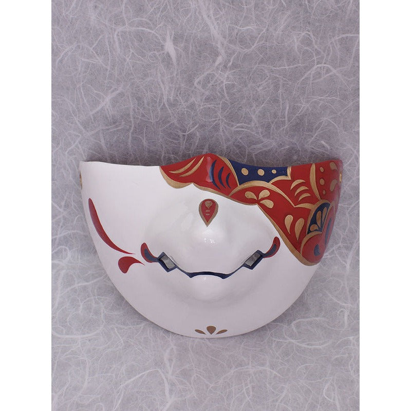 Higo Fox Chin Mask - Habutae-bari Kitsune Mask by Komendo — handmade habutae-bari kitsune (fox) mask by Komendo | KAMENYA OMOTE