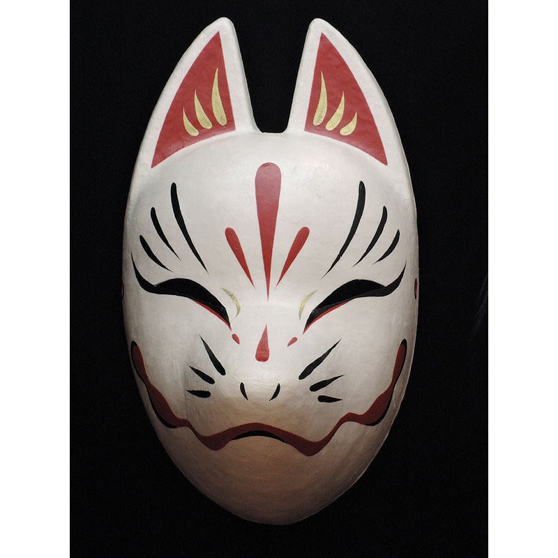 Suzune White Fox Mask - Habutae-bari Kitsune Mask by Komendo — handmade habutae-bari kitsune (fox) mask by Komendo | KAMENYA OMOTE