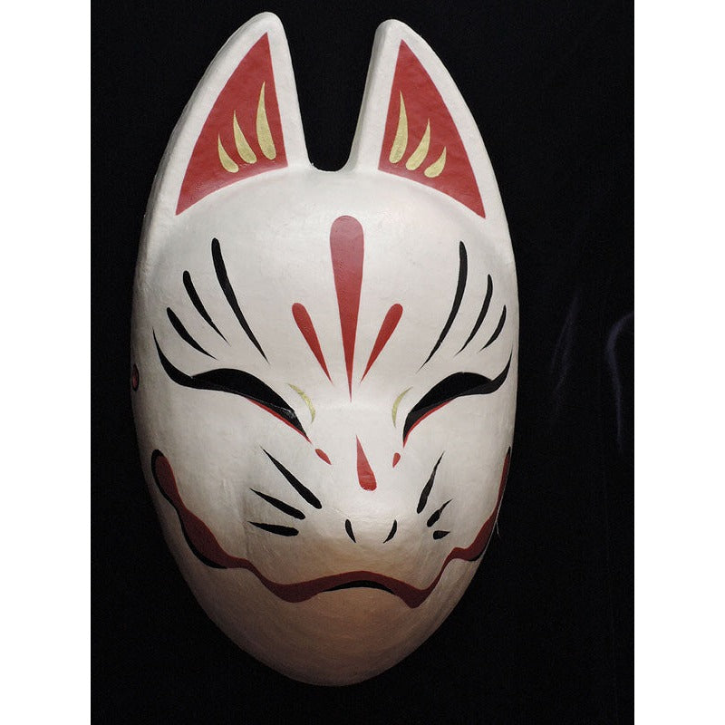 Suzune White Fox Mask - Habutae-bari Kitsune Mask by Komendo — handmade habutae-bari kitsune (fox) mask by Komendo | KAMENYA OMOTE