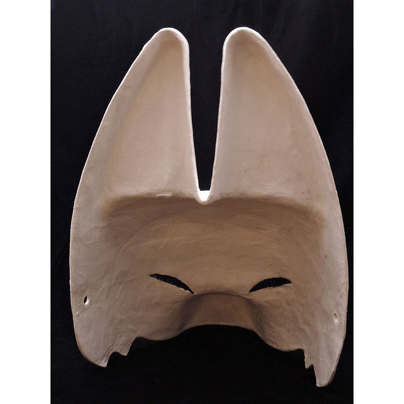 Shiro White Half-Fox Mask - Habutae-bari Kitsune Mask by Komendo — handmade habutae-bari kitsune (fox) mask by Komendo | KAMENYA OMOTE