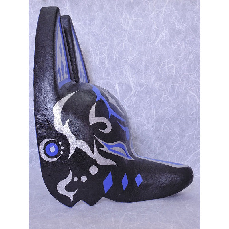 Tsuki Moon Half-Fox Mask - Habutae-bari Kitsune Mask by Komendo — handmade habutae-bari kitsune (fox) mask by Komendo | KAMENYA OMOTE