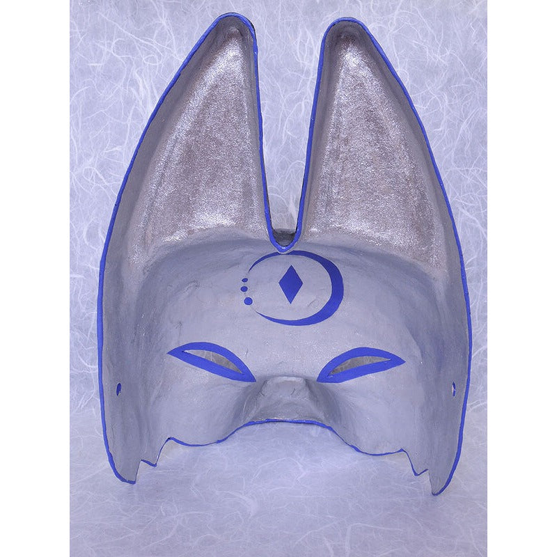 Tsuki Moon Half-Fox Mask - Habutae-bari Kitsune Mask by Komendo — handmade habutae-bari kitsune (fox) mask by Komendo | KAMENYA OMOTE