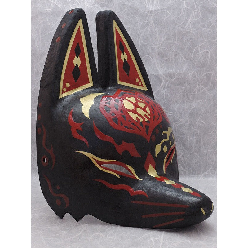 Hoozuki Half-Fox Mask - Habutae-bari Chinese Lantern Kitsune Mask by Komendo — handmade habutae-bari kitsune (fox) mask by Komendo | KAMENYA OMOTE