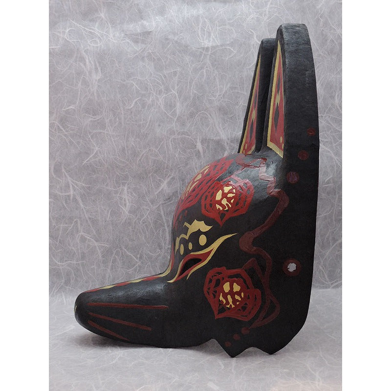 Hoozuki Half-Fox Mask - Habutae-bari Chinese Lantern Kitsune Mask by Komendo — handmade habutae-bari kitsune (fox) mask by Komendo | KAMENYA OMOTE