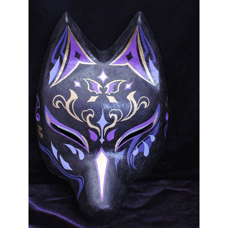 Tsuyabane Half-Fox Mask - Habutae-bari Kitsune Mask by Komendo — handmade habutae-bari kitsune (fox) mask by Komendo | KAMENYA OMOTE
