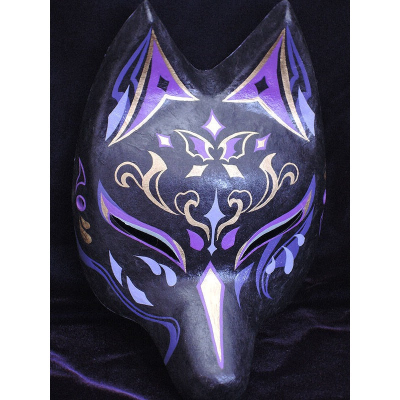 Tsuyabane Half-Fox Mask - Habutae-bari Kitsune Mask by Komendo — handmade habutae-bari kitsune (fox) mask by Komendo | KAMENYA OMOTE