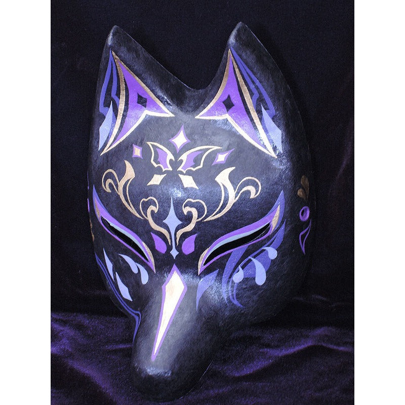 Tsuyabane Half-Fox Mask - Habutae-bari Kitsune Mask by Komendo — handmade habutae-bari kitsune (fox) mask by Komendo | KAMENYA OMOTE