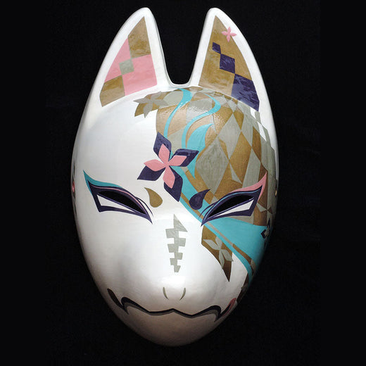 Senryumon Mitsushiro Fox Mask — handmade standard kitsune (fox) mask by Komendo | KAMENYA OMOTE