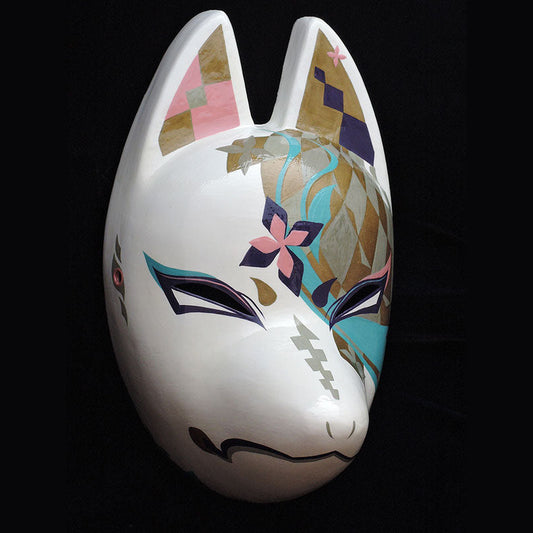 Senryumon Mitsushiro Fox Mask — handmade standard kitsune (fox) mask by Komendo | KAMENYA OMOTE