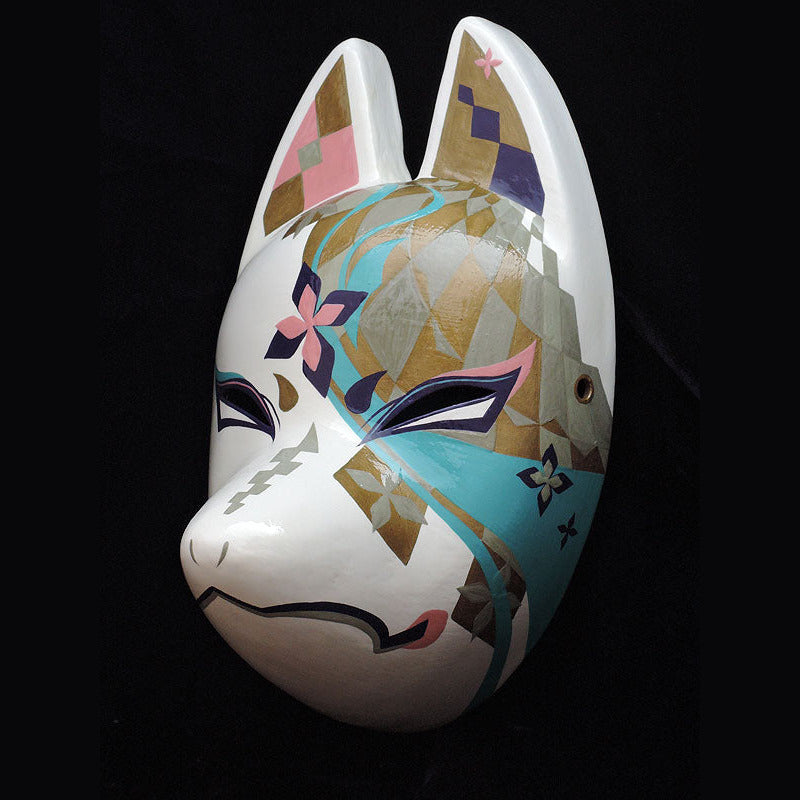 Senryumon Mitsushiro Fox Mask - Dyed Pattern Kitsune Mask by Komendo